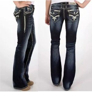 Rock Revival Elaina Boot Dark Wash Bootcut Jeans. Size 27